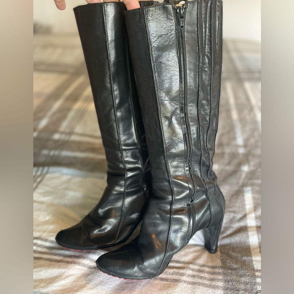 Unique and stylish black leather boots
